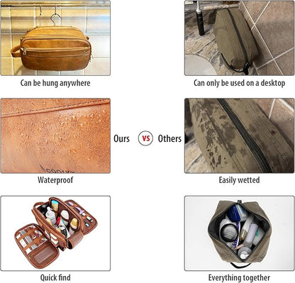 Travel Toiletry Bag for Women, Large Hanging Toiletries Organizer Bags for Man, Cruise Ship Essentials, Water-resistant Shaving Case, PU Leather Makeup Accessories, Cosmetic Dopp Kit, Pink
