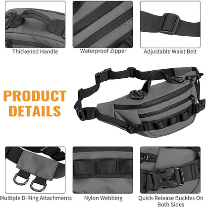 CamGo Tactical Fanny Pack for Men Women Military Waist Bag Molle Utility Hip Belt Pouch Crossbody Bags Bumbag for Cycling Hiking Walking Fishing Grey
