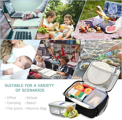 Halloween Rainbow Bats Lunch Bag Insulated Lunch Tote Bags Cooler Lunch Box Food Container for Men Women Kids Adults