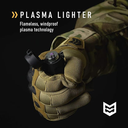 Mission Made Tactical Torch with Plasma Flameless Lighter Windproof Waterproof Electric Dual Arc Rechargeable USB Cord
