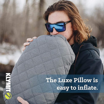 Klymit Luxe Travel Pillow and Insulated Static V Inflatable Sleeping Pad Bundle for Camping and Backpacking