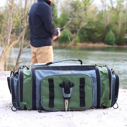 OSAGE RIVER Large Waterproof Fishing Tackle Bag with Padded Shoulder Strap, Ripstop Soft Sided Bag with Fishing Pliers Holder