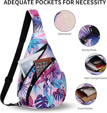 HUA ANGEL Crossbody Sling Bag for Men & Women Lightweight Waterproof Chest Shoulder Bag for Travel Hiking & Everyday Use