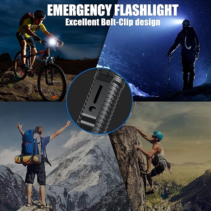 Rechargeable LED Flashlights high lumens,100000 Lumens Super Bright Tactical Flashlights,Waterproof Handheld Flashlight with 5 Mode,Built-in Battery,Zoomable for Emergencies Camping
