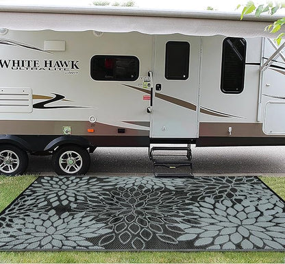 Anidaroel Outdoor Rugs 5x8ft for Patios Clearance Waterproof, Reversible Tropical Plastic Straw Camping Mat Outside Rug, Large Outdoor Area Rug for RV, Porch, Deck, Balcony, Picnic(5'x8')