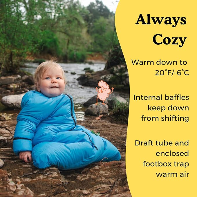 Little Mo 20 Down Baby Sleeping Bag (6-24 Months) The Warmest, Safest Ultralight Down Camping Sleeping Bag for Babies and Toddlers.