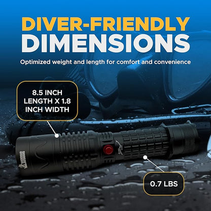 2000 Lumen Rechargeble Diving Flashlight 3 Modes