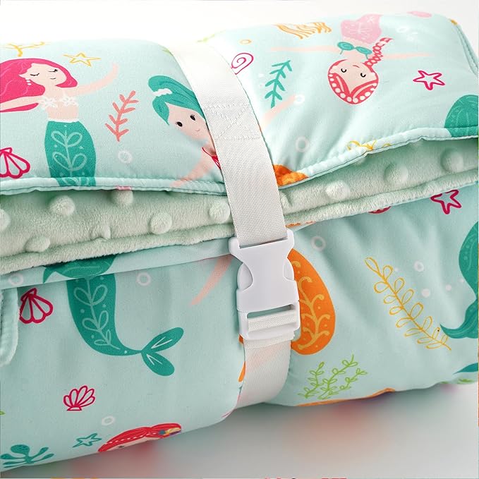 Bunnikins & Clover Toddler Nap Mat with Removable Pillow, Nap Mats for Preschool, Easy Clean Toddler Nap Pad for Kindergarten, Kids Sleeping Bag for Travel Camping