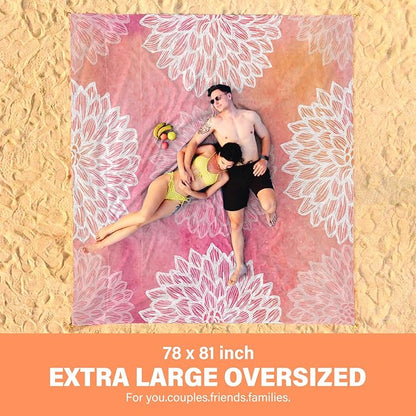 Beach Blanket Oversized Extra Large 78" X 81",Waterproof Sandproof Beach Blanket 1-7 Adults Lightweight Durable for Travel Camping Hiking Picnic