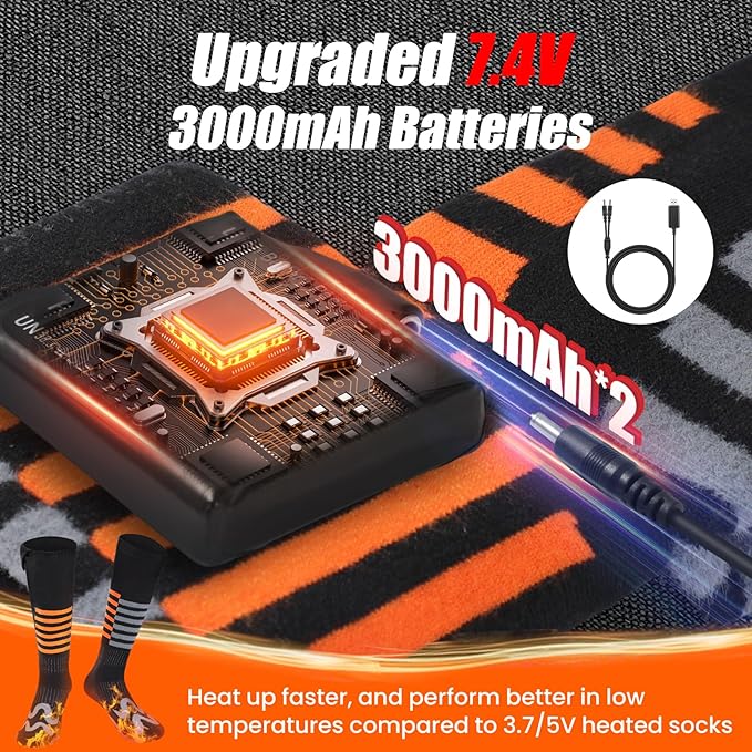 Heated Socks for Men Women - Electric Socks for Men Rechargeable Battery Heating Socks Unisex Foot Warmers Heat Socks-Winter Warm Thermal Socks for Outdoor Riding Camping Hiking Motorcycle Skiing