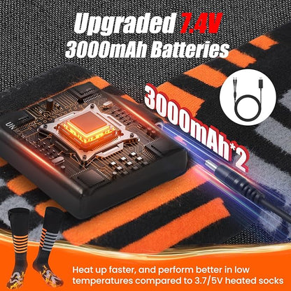 Heated Socks for Men Women - Electric Socks for Men Rechargeable Battery Heating Socks Unisex Foot Warmers Heat Socks-Winter Warm Thermal Socks for Outdoor Riding Camping Hiking Motorcycle Skiing