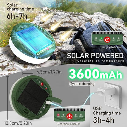 Camping String Lights,Solar Rechargeable Portable Outdoor LED String Light with Remote Control(39.4 Ft Multicolored Lights),Yard Tent Hanging Garden Party Festival Deco String Lights