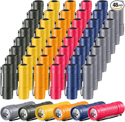 48 Mini Flashlights Bulk for Kids Small Assorted Colors Handheld LED Flashlights with Lanyard for Party Favor, Night Reading, Emergency, Camping(Lovely)