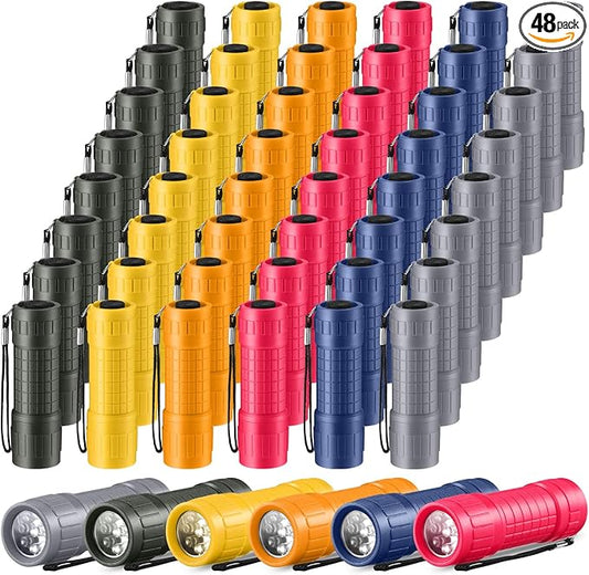48 Mini Flashlights Bulk for Kids Small Assorted Colors Handheld LED Flashlights with Lanyard for Party Favor, Night Reading, Emergency, Camping(Lovely)