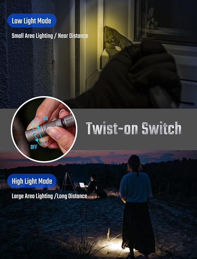 MecArmy Titanium Mini Flashlight Rechargeable, EDC Small Flashlights with Quick Release Tail for Easy Access, Led Pocket Flashlight for Home Camping Outdoors, Christmas Birthday Gifts for Him Her
