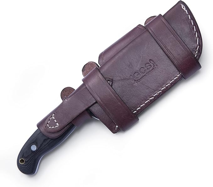 GCS Handmade Tracker Knife D2 steel Hunting and Knife with Micarta Handle Fixed Blade Survival Knife Right Hand Scout Carry leather Sheath for Hunting Camping and EDC GCS 304 Black