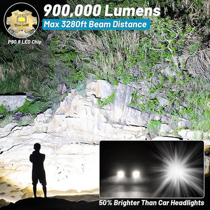 Rechargeable Flash Light Flashlights High Lumens, 990000 Lumens Super Bright LED Tactical Flashlight, 5 Modes IPX6 Waterproof, Powerful Handheld Flashlights for Camping Emergency Outdoor