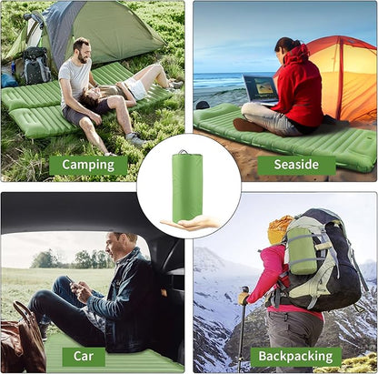 Sleeping Pad for Camping 4in Thick, Camping Air Mattress Pad Built-in Pump, Ultralight Camping Sleeping Pad Mat with Pillow, Inflatable Sleeping Pad Backpacking, Holds 440lbs, 40D+60D Nylon