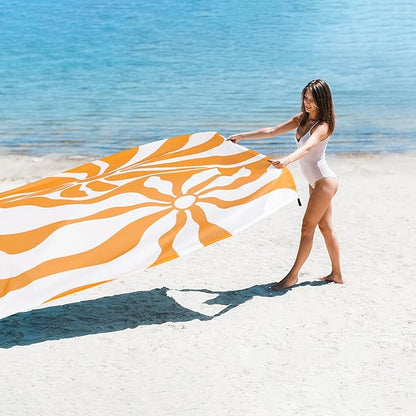Sandproof Beach Blanket, Sand Free Waterproof Outdoor Beach Mat with 4 Stakes & Pockets, 78''×86'' Large Foldable Boho Sun Picnic Blanket with Portable Bag for Camping, Travel, Hiking
