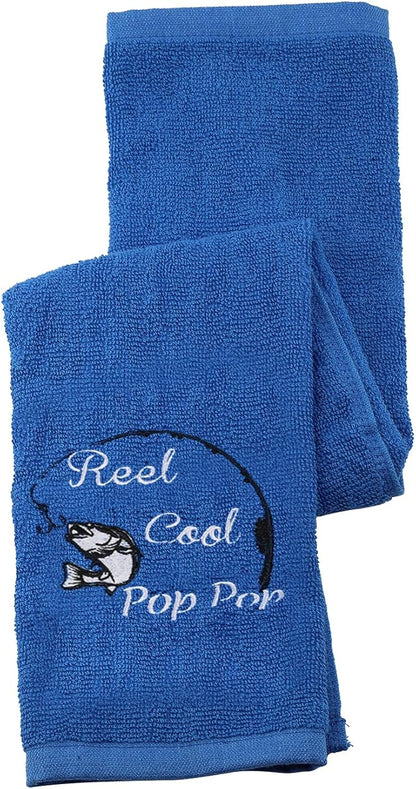 Fishing Towel Fisherman Gift Reel Cool Dad Papa Embroidered Towel with Clip