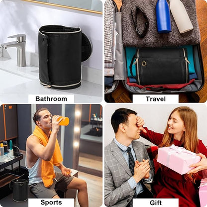 Luxspire Toiletry Bag for Men, Travel Toiletry Organizer Dopp Kit, PU Water-resistant Shaving Bag for Toiletries Accessories, Gift for Men, Black