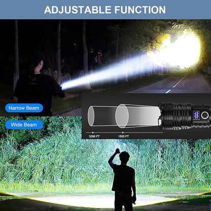Flashlights High Lumens LED Rechargeable, 900,000 Lumen Brightest Flash Light, High Power USB Flashlight, Waterproof Handheld LED Flashlight for Camping Hiking