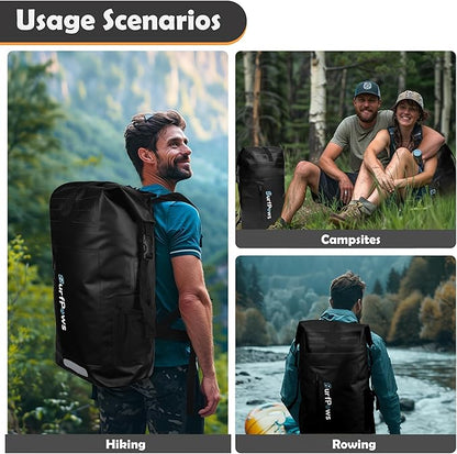 Waterproof Backpack - Outdoor Dry Bag for Boating, Camping, Rafting, Fishing, and More, with Waterproof Phone Pouch (Black, 35L)