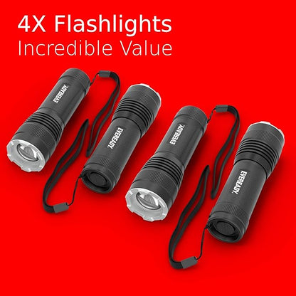 Eveready LED Flashlights (4-Pack) S300 PRO, IPX4 Water Resistant Tactical Flashlight, Bright EDC Torches for Camping, Outdoors, Power Outage Emergencies