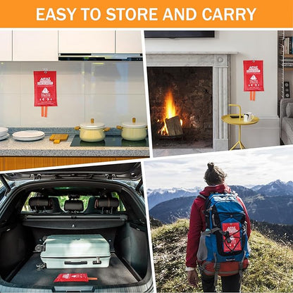 Fire Blanket Emergency for Home Kitchen - 39.4"x39.4" Flame Suppression Fiberglass Fire Extinguisher for Camping, Grill, Car, Office, Warehouse, Fireplace, Survival, Safety Altaz (1 Pack)