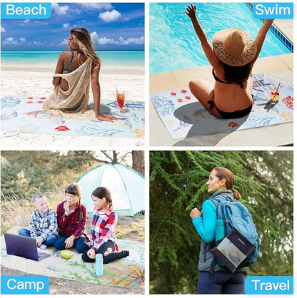 Microfiber Sand Free Beach Towel 72"x36",Extra Large Lightweight Super Absorbent Thin Fast Drying Towels for Swimming Bathing Outdoor Travel Hiking Adults(2 Pack Lighthouse)