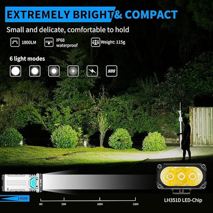 WUBEN X2 Rechargeable Flashlights 1800 Lumens EDC Flashlight, Super Bright Powerful Small Pocket Tactical Flashlight, 6 Modes Mini Brightest Flashlight for Camping, Outdoor, and Emergency (White)