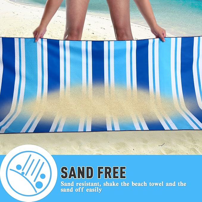 2 Pack Microfiber Beach Towel, Oversized Microfiber Pool Towel 75”x 35”, Sand-Free Beach Towel, Quick Drying Camping Towel, Super Absorbent Bath Towel Blanket, Soft Breathable and Lightweight