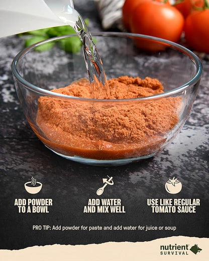 Nutrient Survival Tomato Powder, Powdered Vitamin Tomato (30 Servings) Emergency Food Supply & Camping Supplies for Soups, Sauces, Meatloaf, 40 Nutrients, Shelf Stable up to 25 Years, One Can