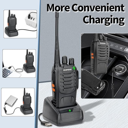 Baofeng Walkie Talkies Long Range for Adults Walkie Talkie with Acoustic Tube Earpiece Rechargeable 2-Way Radios Copy Frequency Handheld Two Way Radio Transceiver Walky Talky with USB Charger