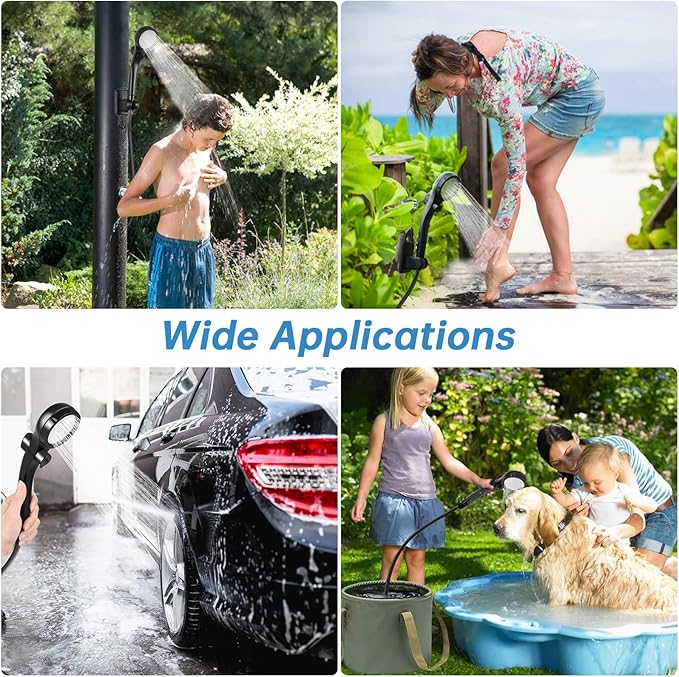 AlpsWolf Camping Shower, Electric Portable Shower with Digital Power & Temperature Display for Camping, Swimming, Hiking, Beach, Fishing