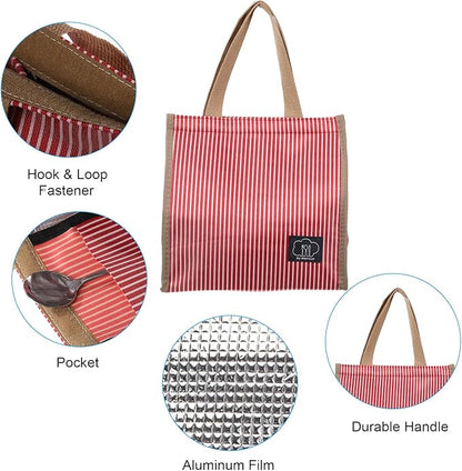 PATIKIL Insulated Lunch Bag, Oxford Cloth Waterproof Lunch Tote Bag Thermal Portable Lunch Box Food Container for Work Office Picnic Outdoor, 10.24"x6.69"x10.24", Red