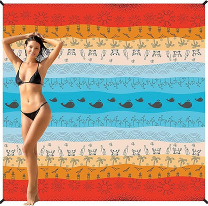 BYDOLL Beach Blanket Waterproof Sandproof 78''×81'' 1-7 Adults Oversized Lightweight Large Picnic Mat Waterproof Sandproof Blanket for Beach