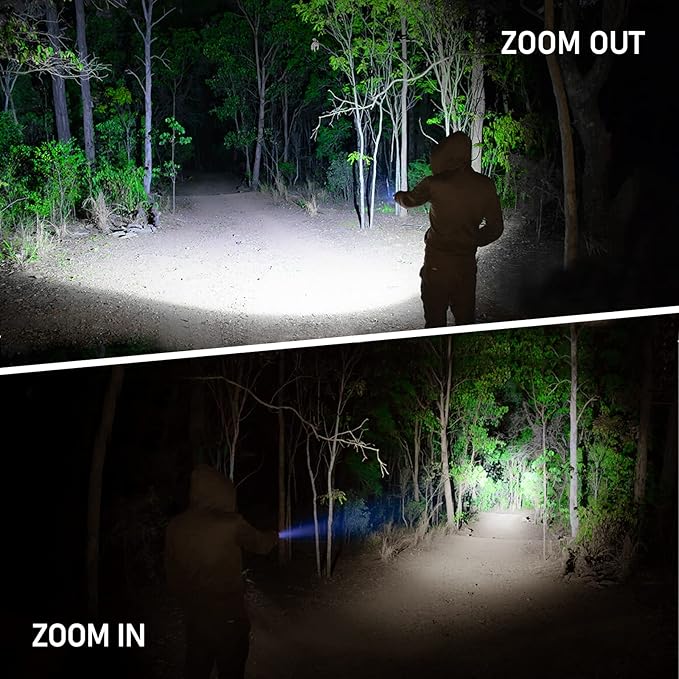 Flashlight Rechargeable,2000L High Lumens Tactical Flashlight,Super Bright Small LED Flash Light-Zoomable,Adjustable Brightness,Long Lasting for Camping,Outdoors,Christmas Gifts Men&Women-Blue