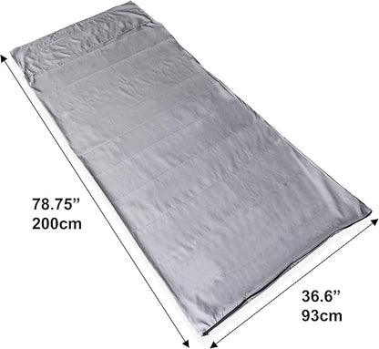 Sleeping Bag Liner, Blue Microfiber Adult Sleep Sack Travel Sheet with Zipper for Camping or Traveling Complete with a Carry Bag and Inflatable Pillow