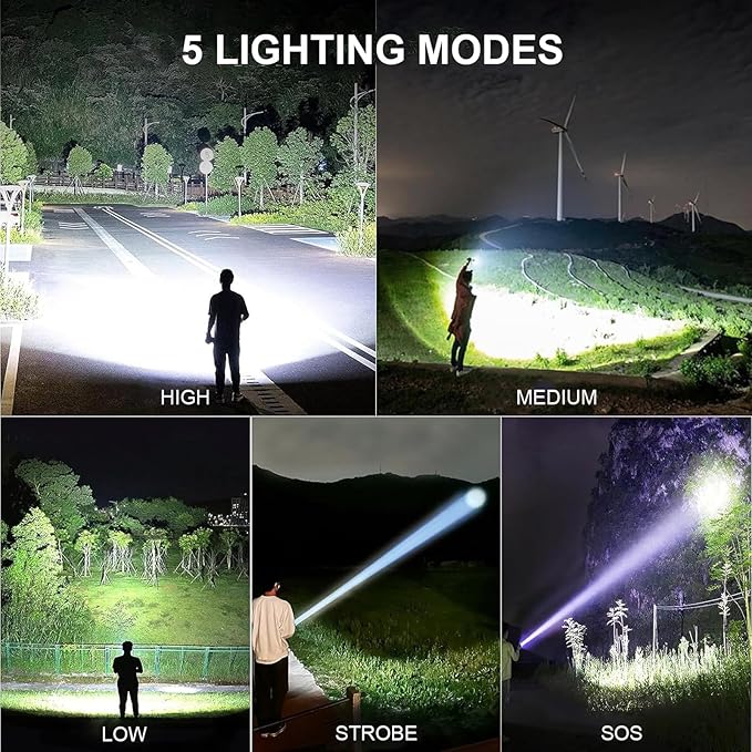 Rechargeable Flashlights 990, 000 High Lumens, Super Bright LED Flashlight Powerful Flash Lights with 5 Modes & Waterproof for Home Camping Emergencies