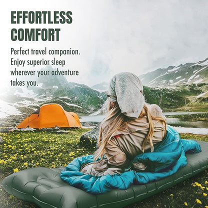 Camping Sleeping Pad w/Armrest & Pillow - 4 Inch Ultra-Thick Side Sleep Friendly - Rollover Protection - Ultralight Backpacking Air Mattress