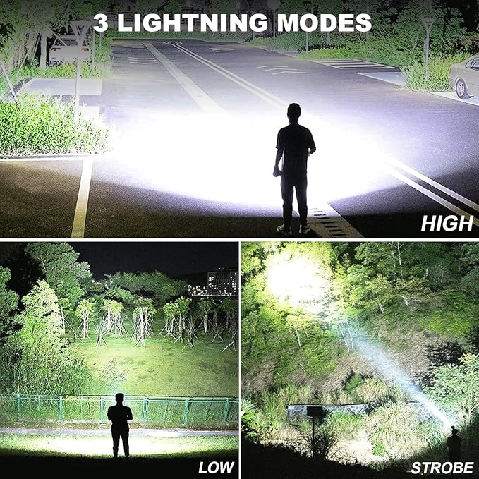 MIXILIN Rechargeable LED Flashlights High Lumens, 990,000 Lumens Super Bright Flashlight with 7 Modes, Powerful Multifunctional Flashlights for Home Camping Emergencies - 2 Pack