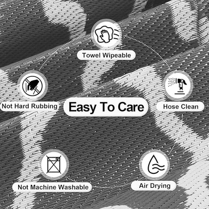 OutdoorLines Outdoor Plastic Area Rugs for Patio 4x6 ft - Reversible Outside Carpet, Stain & UV Resistant RV Mats, Straw Rug for Patio, Camping, Porch and Balcony, Moroccan Grey & Light Grey