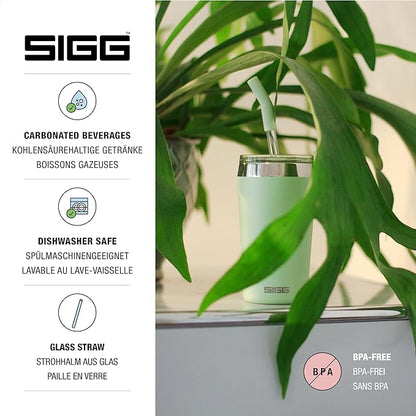 SIGG - Insulated Mug - Travel Mug Helia - With Durable Glass Straw & Cleaning Brush - Leakproof - BPA Free - 18/8 Stainless Steel - 15oz/20oz