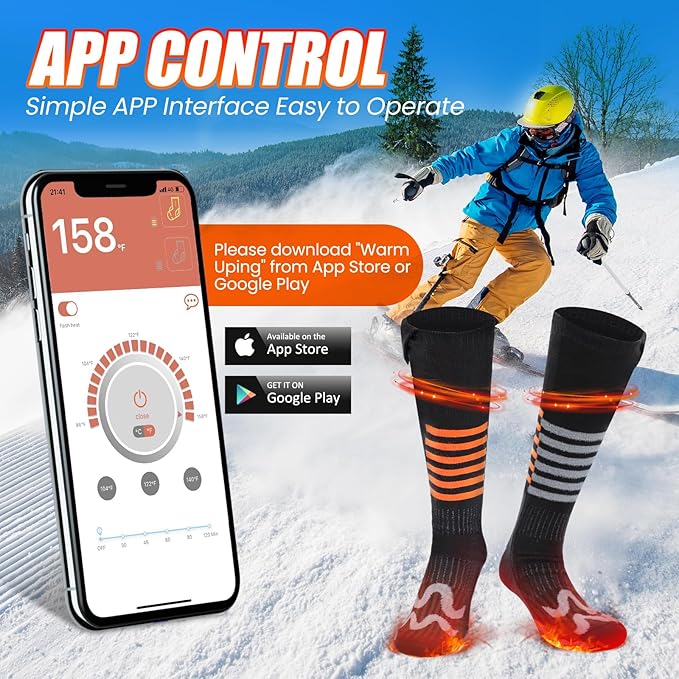 Heated Socks for Men Women - Electric Socks for Men Rechargeable Battery Heating Socks Unisex Foot Warmers Heat Socks-Winter Warm Thermal Socks for Outdoor Riding Camping Hiking Motorcycle Skiing