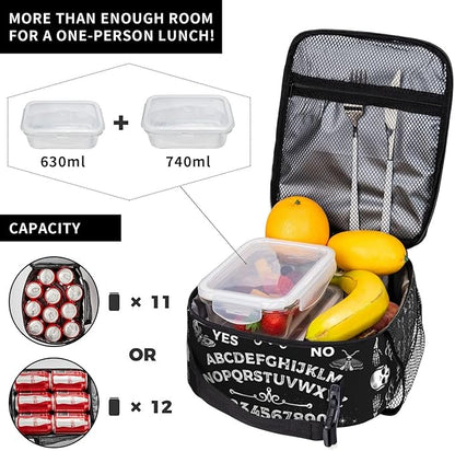 Ouija Board Skull Astrology Insulated Lunch Bag Reusable Cooler Lunch Box Portable Leakproof Thermal Container Tote Bags for Girls Boys School Travel