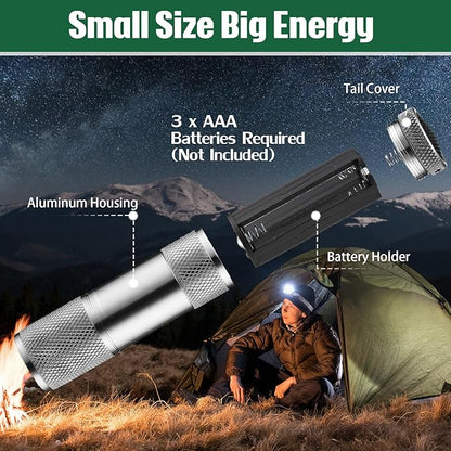 VIHOSE 32 Pcs Mini Flashlights Bulk, Bright Aluminum Handheld Flash Light with Lanyard, Small LED Flashlights for Kids Night Reading Emergency Hurricane Camping Hiking Party Favors(Gray)