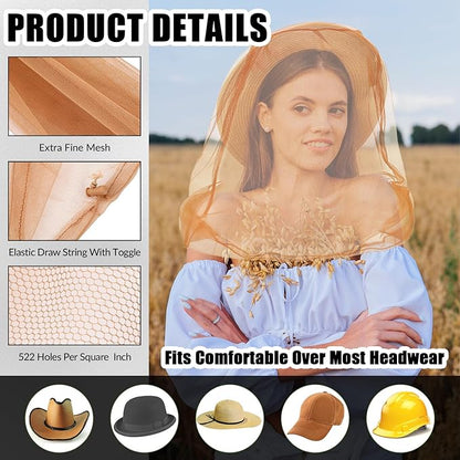6 Pack Mosquito Head Net Bug Head Net Insects Mesh Head Net for Outdoor Face Neck Head Protecting