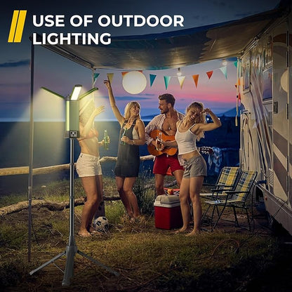 Rechargeable Camping Light with Stand, Outdoor LED Cordless Work Light, Portable Telescopic Bracket, 6AH Battery 500/1000/2000 Lumen, 3500K/4500K/6500K, Construction Lights (Large)