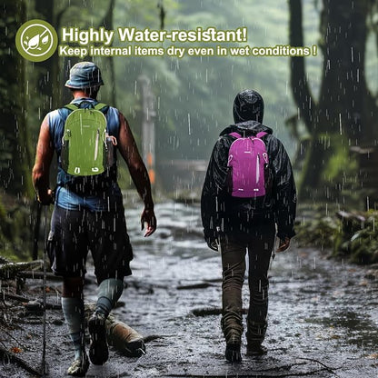 15L Highly Water-resistant Hiking Daypack, Small Backpack Travel Outdoor, Lightweight Day Pack with Tool Loops(Purple)